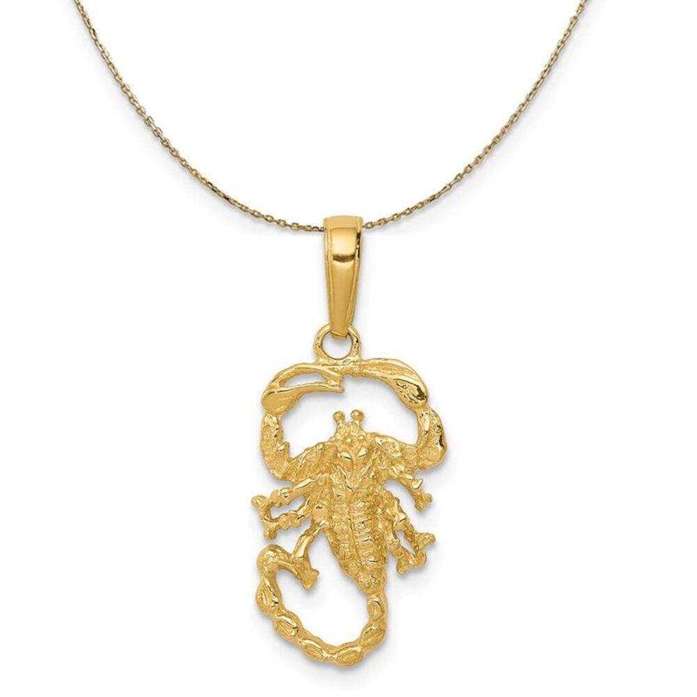14k Yellow Gold Small Polished Scorpion Necklace - 24 Inch